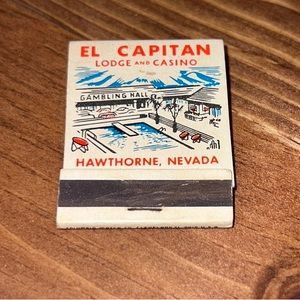 1940's-50's Full Matchbook El Capitan Lodge & Casino Hawthorne Nevada.